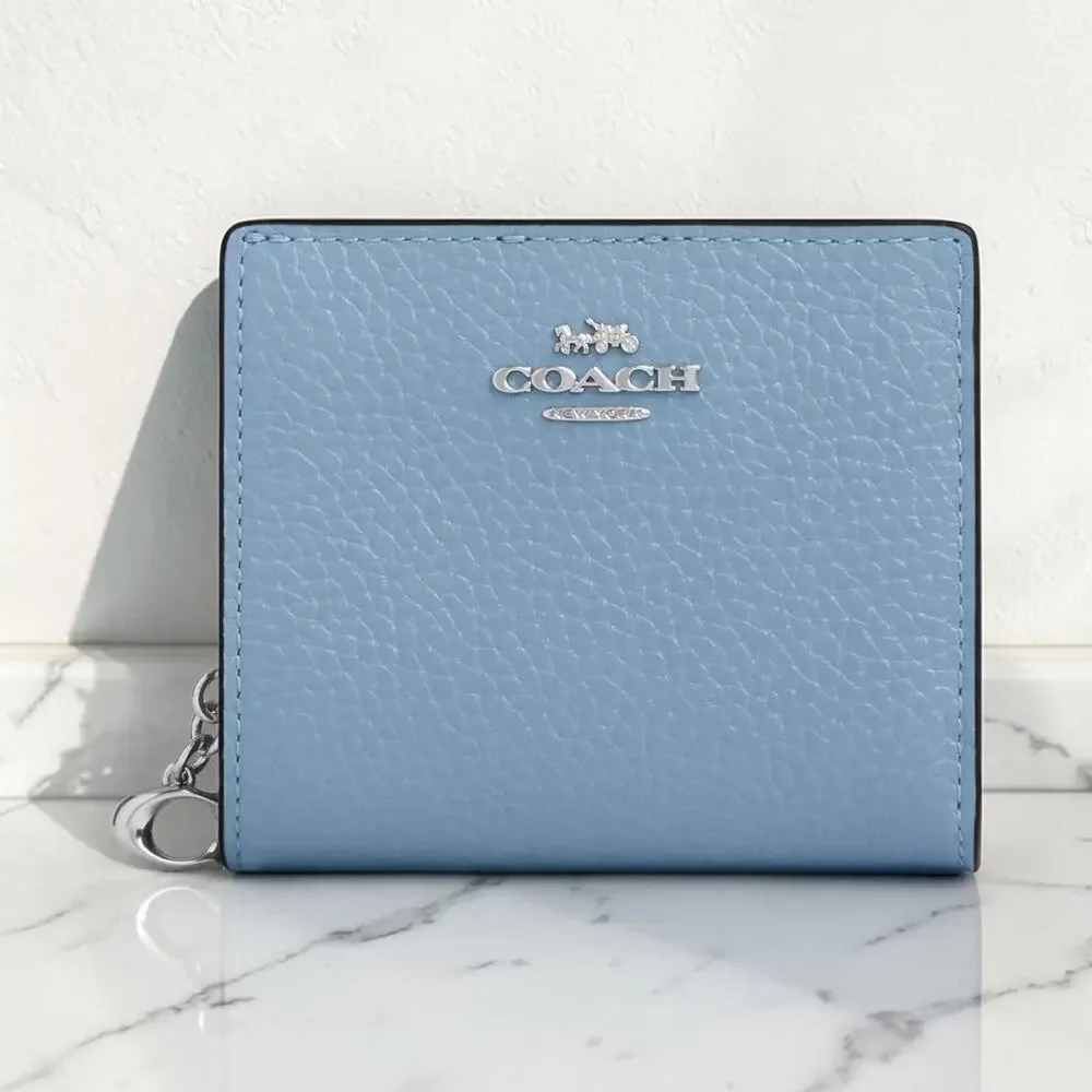 Coach Snap Wallet in Pool Blue Leather CBO77 New With Tags